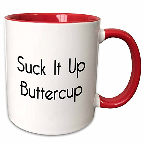 3dRose Suck It Up Buttercup Mug, 11 oz, Red