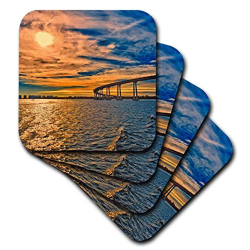 3D Rose USA - Ca - San Diego-Coronado Bay Bridge Soft Coasters, Multicolor