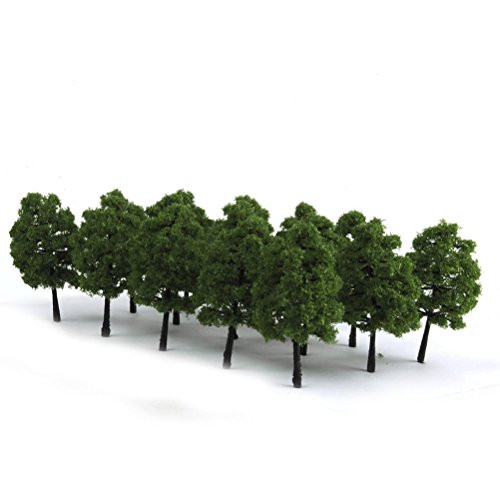 WINOMO 20pcs Model Trees Miniature Landscape Scenery Train Railways Trees Scale 1:100 Dark Green