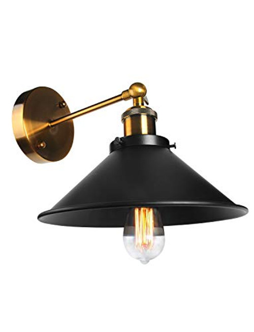Wall Sconces Black Hardwired Industrial Vintage Wall Lamp Fixture, Brush Brass and Black Finish Arm Swing Wall Lights(E26 Bulb not Included) Wall Sconces Black Hardwired Industrial Vintage Wall Lamp Fixture, Brush Brass and Black Finish Arm Swing Wall Lights(E26 Bulb not Included)