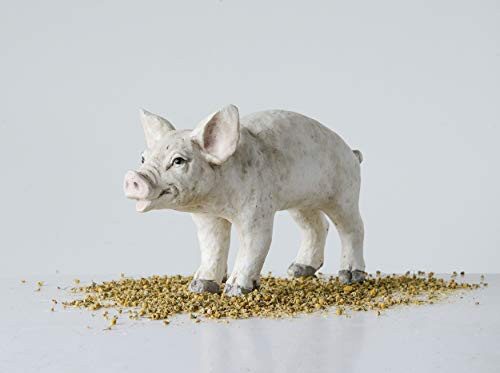 Creative Co-op Cream Resin Pig Figurine