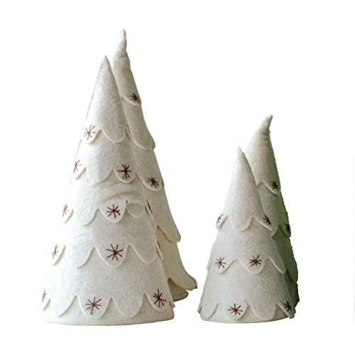 Creative Co-Op Cream Felt Tree, Set of 2