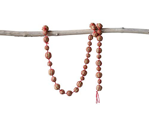 Creative Co-Op 72 Inch Coir Ball Garland, Red