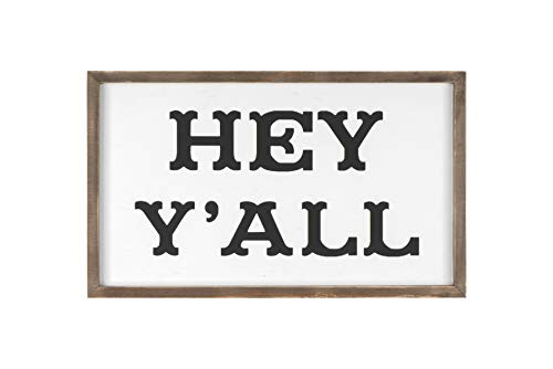 Creative Co-Op "Hey Y'all" Wood Framed Wall Décor