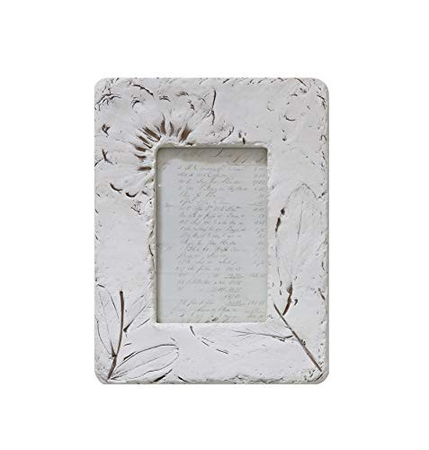 Creative Co-Op Small White Resin Wildflowers Photo Frame
