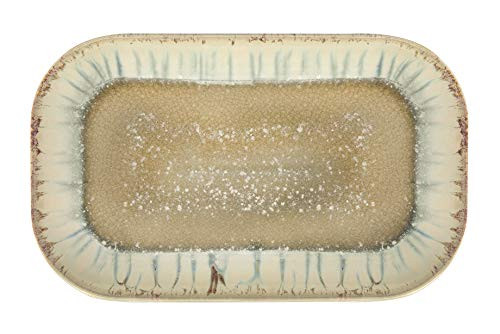 Creative Co-op Rectangle Stoneware Reactive Glaze Finish Platter, Tray, Brown