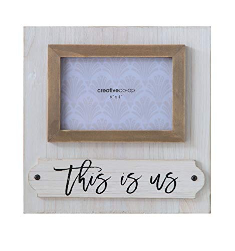 Creative Co-op us White & Black Wood Photo Frame, Grey