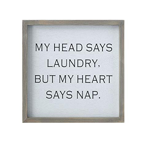 Creative Co-op Head Says Laundry Square Pine Wood Wall Décor, Black