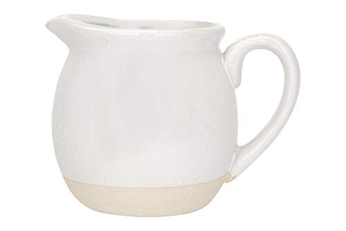 Creative Co-op White Stoneware Matte Cream Base Pitcher