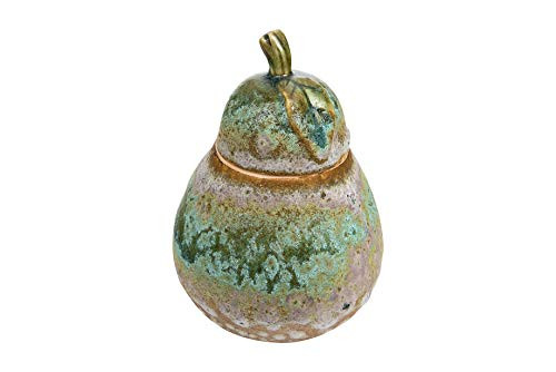 Creative Co-op Textured Stoneware Pear Shaped Jar with Reactive Glaze Finish & Lid, Turquoise