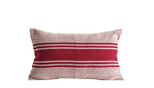 Creative Co-op Red Striped Rectangle Cotton Woven Pillows