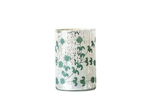 Creative Co-op Glass Votive Etched Design Candle Holder, Green