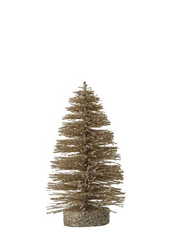 Creative Co-op Small Gold Glitter Bottle Brush Stump Base Tree Figurine, 5.5"