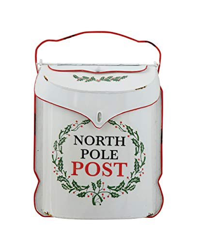 Creative Co-op Embossed Tin North Pole Post Box Container, Multicolor