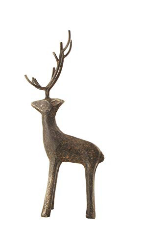 Creative Co-op Cast Iron Standing Deer Figures and Figurines, 11.75", Black