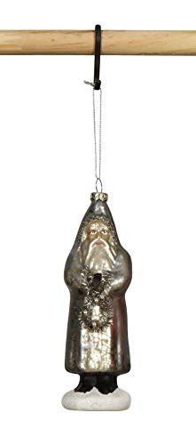 Creative Co-op Glass Santa & Wreath Ornament, Silver