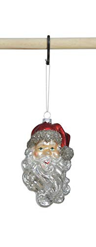 Creative Co-op Glass Santa Head Ornament, Silver