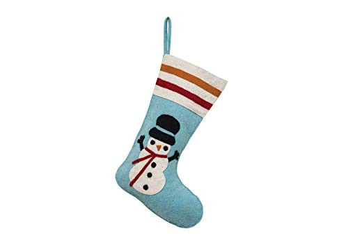 Creative Co-op Blue Wool Felt Stocking, Multicolor