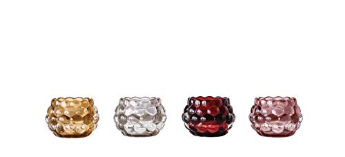 Creative Co-op Embossed Pressed Glass (Set of 4 Colors) Votive Holder, Multicolored