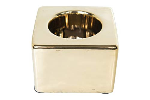 Creative Co-op Terracotta Distressed Gold Electroplating Tealight and Votive Holders