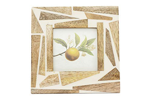 Creative Co-op Square Resin & Wood Holds 4" x 4" Picture Frames and Photo Holders, Brown