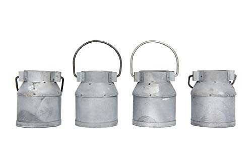 Creative Co-op Galvanized Metal Vintage Milk Can Shaped Napkin Ring (Set of 4) Entertaining Tools, Silver