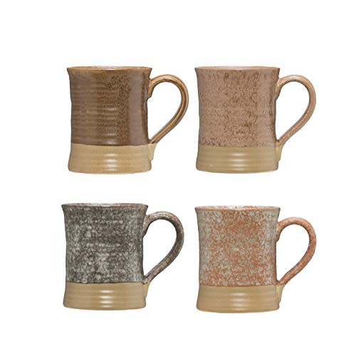 Creative Co-op Stoneware Mug with Reactive Glaze Finish (Set of 4 Colors/Each one Will Vary) Mugs & Cups, Multicolored