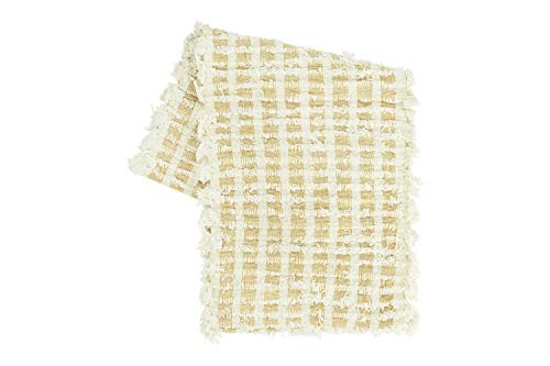 Creative Co-op 72" Woven Cotton Tufted Fringe Table Runner, Mustard