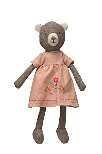 Creative Co-op Fabric Plush Pink Dress Bear