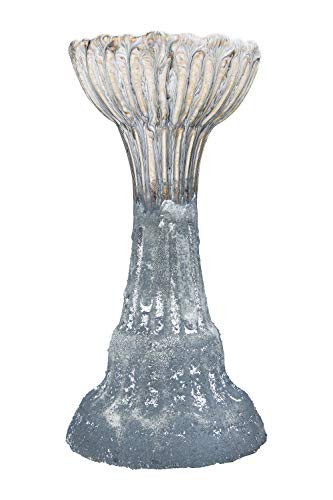 Creative Co-op Stoneware Candleholder with Reactive Glaze Finish (Holds 4" Pillar one Will Vary) Candle Holder, 9.5", Grey