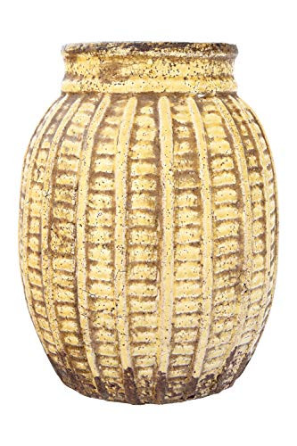 Creative Co-op 9.5" H Terracotta Vase with Embossed Pattern & Distressed Finish Container, Beige
