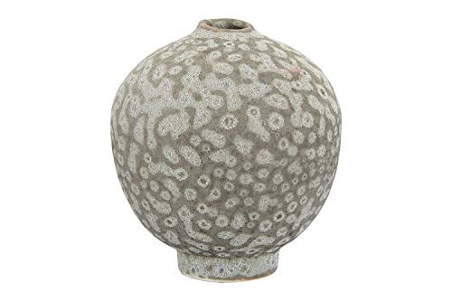 Creative Co-op Bubble Stoneware Attached Pedestal Base & Distressed Matte Reactive Glaze Finish Vase, Brown