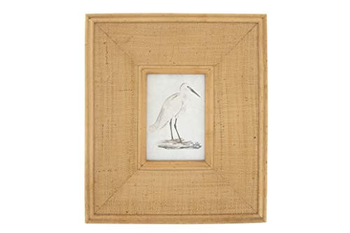 Creative Co-op Rectangle Wood & Raffia (Holds 4" x 6" Photo) Picture Frame, Beige
