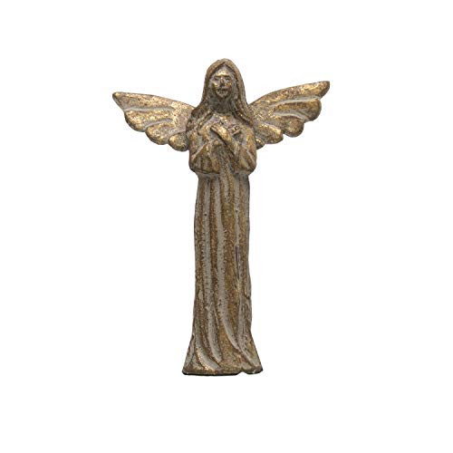 Creative Co-op 8" Cast Iron Angle with Distressed Angels, Gold Finish