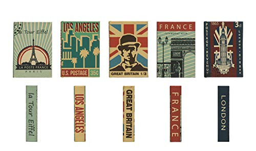 Creative Co-op Vintage Book Hidden (Set of 5 Patterns) Storage Boxes, Multicolor