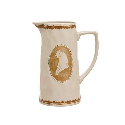 Creative Co-op Marigold Stoneware Rooster Pitcher