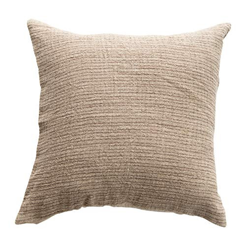 Creative Co-op Square Brown Striped Woven Cotton & Linen Pillow