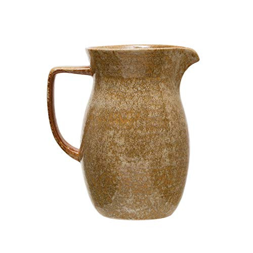 Creative Co-op Mustard Stoneware Pitcher