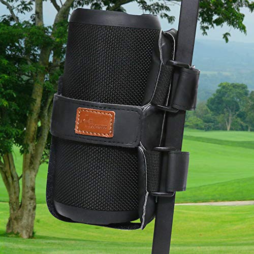 FAGERS Portable Speaker Mount for Golf Cart Railing, Adjustable Speaker Mount Holder Strap Fits Most Bluetooth Wireless Speakers Attachment Accessory Bar Rail, Black