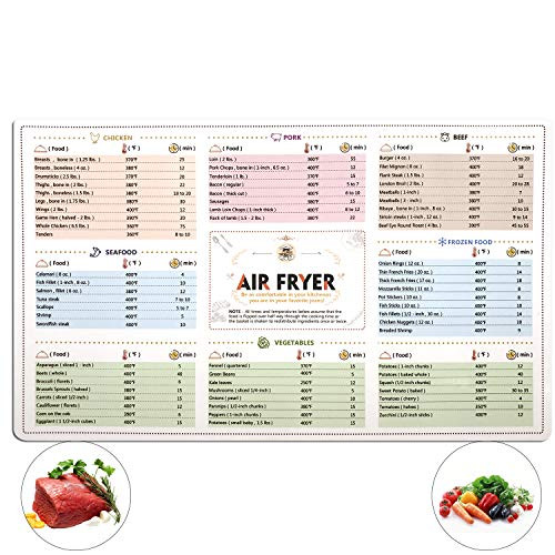 Air Fryer Accessories Magnetic Cheat Sheet,Magnetic Cheat Sheets Cookbook,Cooking Times Temperature Quick Reference Guide,Kitchen Hot Air Fryer Accessories for 66 Common Prep Functions(1 Pack)
