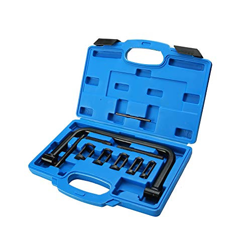 Renekton Solid Valve Spring Compressor, Auto Compression Clamp Tool Service Kit for Motorcycle, ATV, Car, Small Engine Vehicle Equipment, 10 Piece