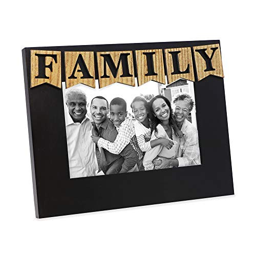 Isaac Jacobs Black Wood Sentiments Family Picture Frame, 4x6 inch, Photo Gift for Holiday, Display on Tabletop, Desk (Black)