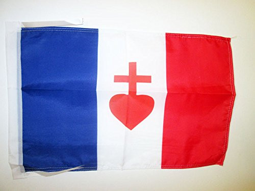 AZ FLAG France Sacred Heart of Jesus Flag 18'' x 12'' Cords - French Catholic Small Flags 30 x 45cm - Banner 18x12 in
