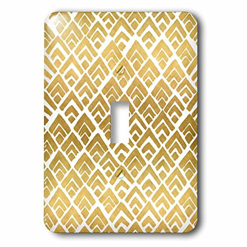 3dRose LSP_252840_1 Chic Gold and White Triangle Pattern Single Toggle Switch