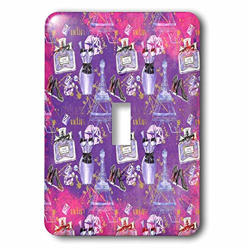 3dRose LSP_255578_1 Paris Shopping Pink Girly Eiffel Tower Pattern Single Toggle Switch