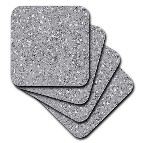 3dRose Grey Silver Image of Glitter Glitz Soft Coasters