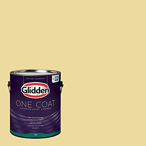 Glidden Exterior Paint + Primer: Yellow Exterior Paint /Demeter, One Coat, Flat, 1 Gallon