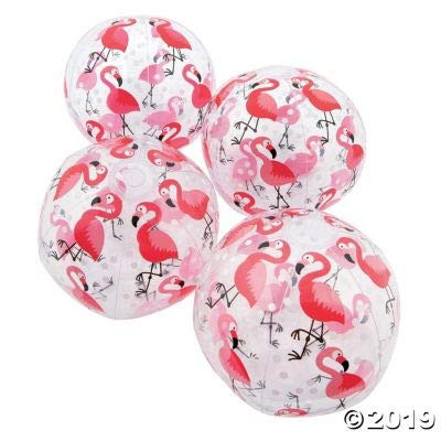 Fun Express Flamingo Print Beach Balls - Toys - 12 Pieces