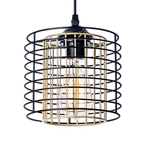 Kitchen Light Fixtures, UL Listed Pendant Lighting Gold Black Hanging Light Fixtures, Modern Metal E26 Cage Ceiling Lights Industrial Lighting for Kitchen Island Dining Room Bedroom Hallway Bar Kitchen Light Fixtures, UL Listed Pendant Lighting Gold Black Hanging Light Fixtures, Modern Metal E26 Cage Ceiling Lights Industrial Lighting for Kitchen Island Dining Room Bedroom Hallway Bar