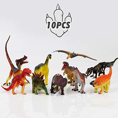 Elf Lab Dinosaur Toys for Kids, 10PCS Dinosaur Building Blocks Figures Playset, Mini Dinosaur Set, DIY Assembled Puzzle Educational Toy for Children Boys Girls 3-5